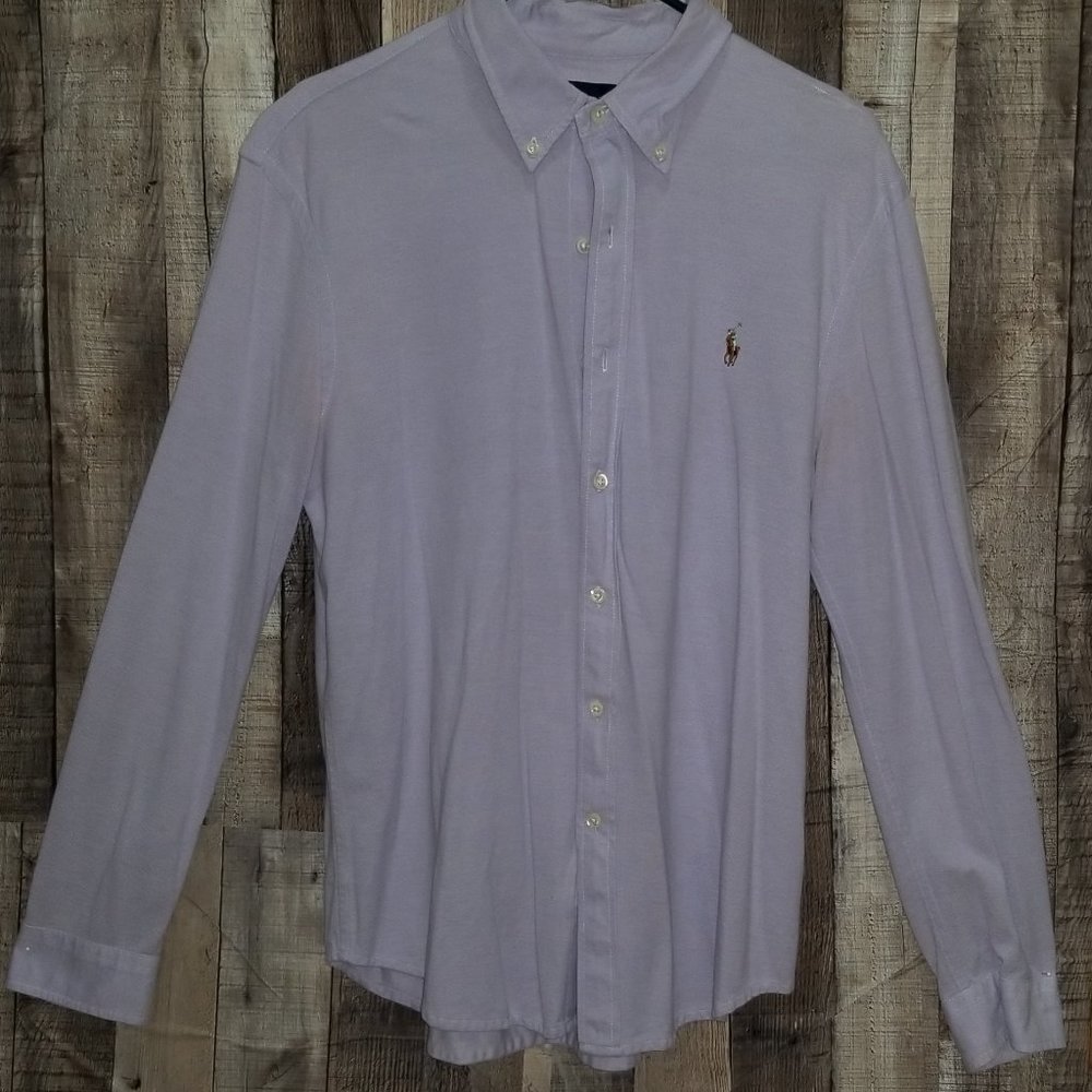 RALPH LAUREN PURPLE KNIT OXFORD SHIRT